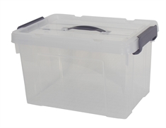 Opbevaringskasse - 20 Liter - Praktisk opbevaringsboks med tætsluttende låg - Transparent plastikkasse
