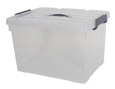 Opbevaringskasse - 50 Liter - Praktisk opbevaringsboks med tætsluttende låg - Transparent plastikkasse