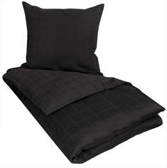 Dobbelt Sengetøj 200x200 cm - Check Black - 100% Bomuldssatin sengetøj - By Night dobbeltdyne betræk