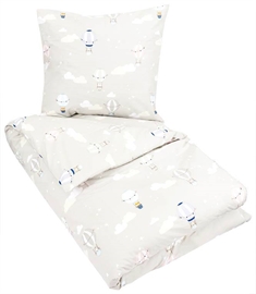 Sengetøj 140x200 cm - Gråt sengetøj med luftballoner - 100% økologisk bomuld - Sengetøj børn