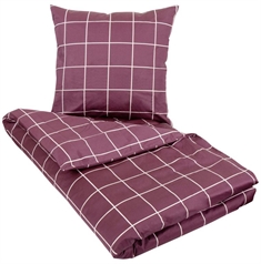 Ternet sengetøj - 140x200 cm  - Check dark rose sengesæt - 100% Bomuldssatin - By Night sengelinned