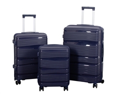 Kuffertsæt - 3 Stk. - Letvægts kufferter - Polypropylen - Waves - Blåt kuffertsæt