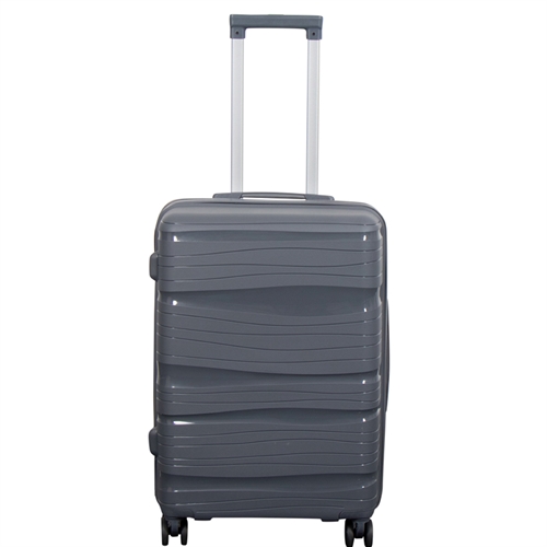 Kuffert - Waves grå - Mellem størrelse - Letvægts kuffert i Polypropylen - Smart rejsekuffert