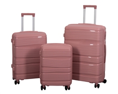 Kuffertsæt - 3 Stk. - Letvægts kufferter - Polypropylen - Waves - Rosa kuffertsæt