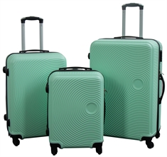 Kufferter - Sæt med 3 stk. - Eksklusivt hardcase kuffertsæt tilbud  - Pastel grønne cirkler