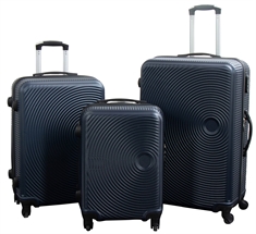 Kufferter - Sæt med 3 stk. - Eksklusivt hardcase kuffertsæt tilbud  - Mørkeblå cirkler