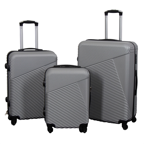 Kuffertsæt - 3 stk. - Hardcase rejsekufferter - Silver lines - Letvægts kufferter