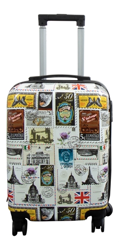 Kabine kuffert - Hardcase letvægt kuffert - Trolley med motiv - Rejsemærkater