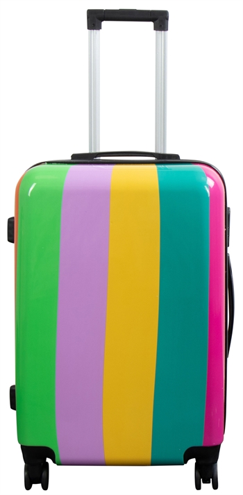 Kuffert - Hardcase kuffert - Str. Medium - Kuffert med motiv - Regnbue Striber - Eksklusiv letvægt rejsekuffert