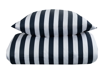 Stribet sengetøj - 140x200 cm - Blødt bomuldssatin - Nordic Stripe - Blåt og hvidt sengesæt