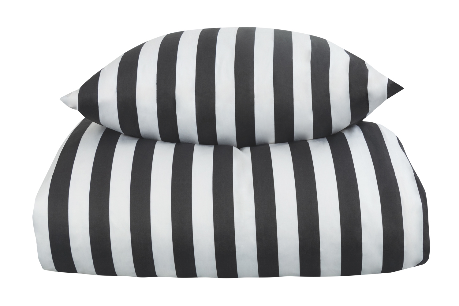 Dobbelt sengetøj 200x200 cm - 100% bomuldssatin - Nordic Stripe - Mørkegrå striber
