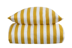 Kingsize dyne sengetøj 240x220 cm - Stribet  gult og hvidt sengesæt - 100% Bomuldssatin sengetøj - Nordic Stripe