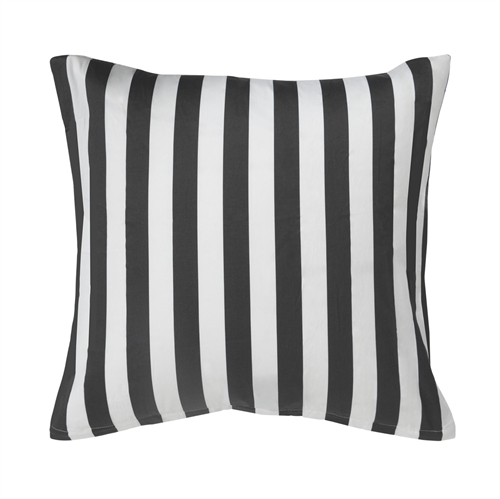 Pudebetræk 60x63 cm - Blødt bomuldssatin - Nordic Stripe - Mørkegråt og hvidt