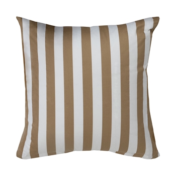 Pudebetræk 60x63 cm - Blødt bomuldssatin - Nordic Stripe - Sandfarvet og hvidt