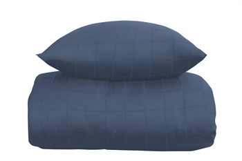 Sengetøj - 150x210 cm - Blødt, jacquardvævet bomuldssatin - Check blå - By Night sengesæt