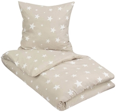 Sengetøj 140x220 cm - Sandfarvet dynebetræk med stjerner - In Style microfiber sengesæt