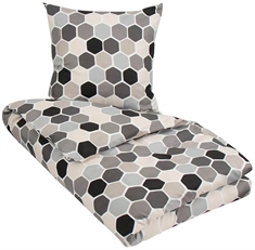 Sengetøj 200x220 cm - Cube grey - Grå - Dobbeltdyne sengetøj i microfiber - In Style