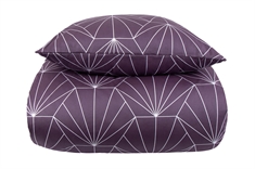 Bomuldssatin sengetøj - 150x210 cm - Vendbart sengesæt - Hexagon blomme - By Night sengetøj
