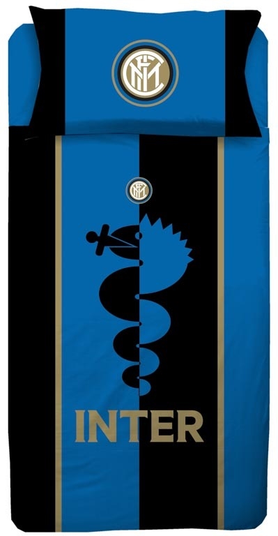 FC Inter sengetøj - 100% bomuld - Børnesengetøj 140x200 cm - Fodbold sengetøj