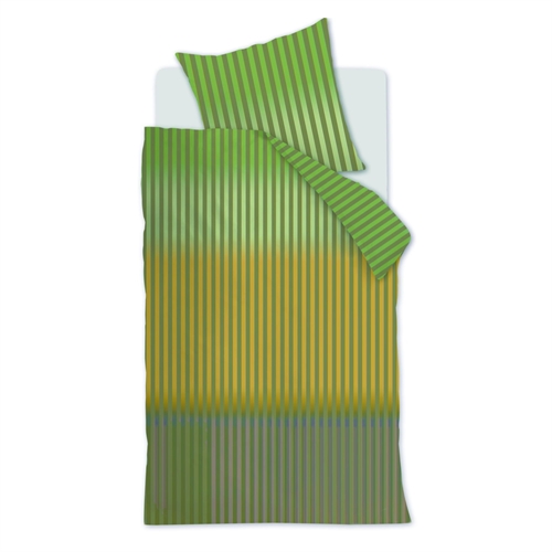 Stribet sengetøj 140x220 cm - Grønt sengesæt i 100% ranforce bomuld - Jonah Beddinghouse sengelinned
