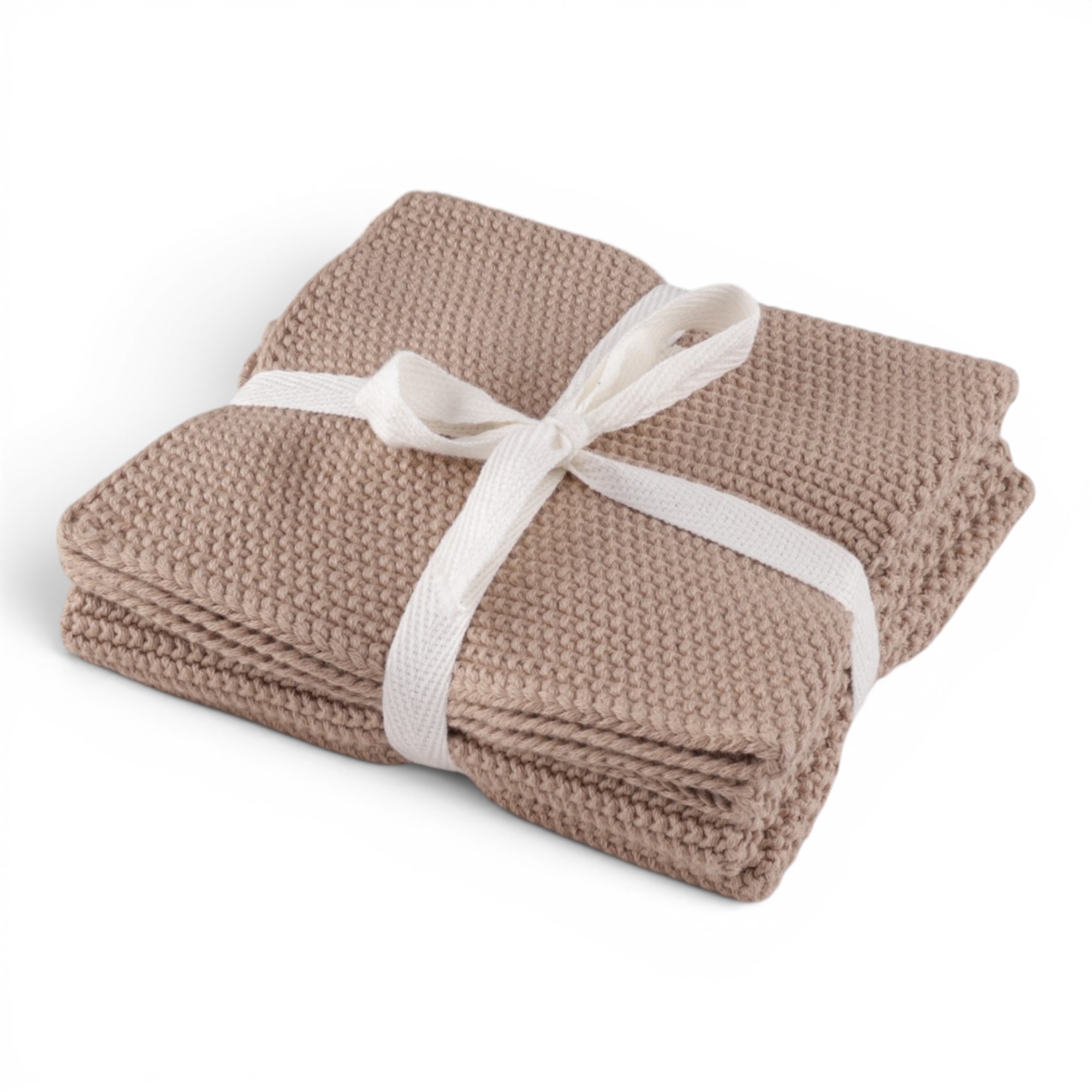3-pak strikkede karklude 27x27 cm - 100% Bomuld - Beige