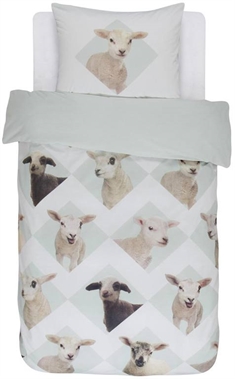 Hvidt sengetøj 140x200 cm - Sengelinned med lam - 2 i 1 - Sengetøj børn i 100% bomuld - Covers & Co 
