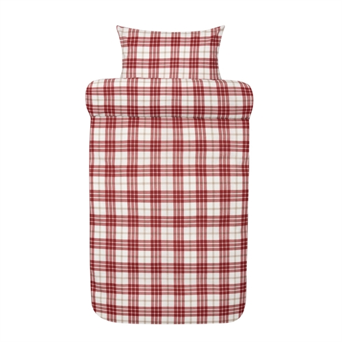 Flonel sengetøj 140x220 cm - Rødt ternet sengesæt - 100% bomulds flonel - Lukas Høie of Scandinavia sengelinned