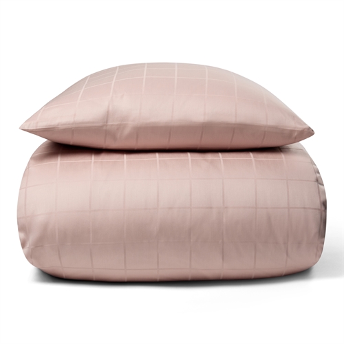 Sengetøj 140x220 cm - Blødt, jacquardvævet bomuldssatin - Check rosa - By Night sengesæt