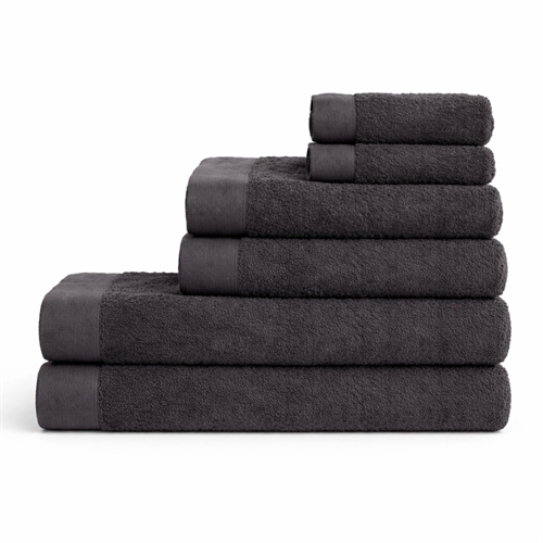 Bomulds håndklæder - 100% bomuld - 6-pak - Valmue - Mørkegrå