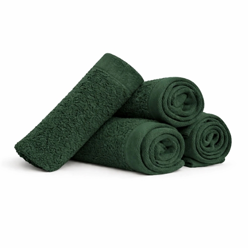 Bomulds vaskeklude - 100% bomuld - Vaskeklude 30x30 cm - 4-pak - Valmue - Mørkegrøn