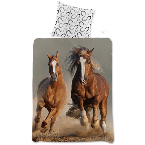Heste sengetøj 140x200 cm - Flotte Galoperende heste - 100% bomulds sengesæt