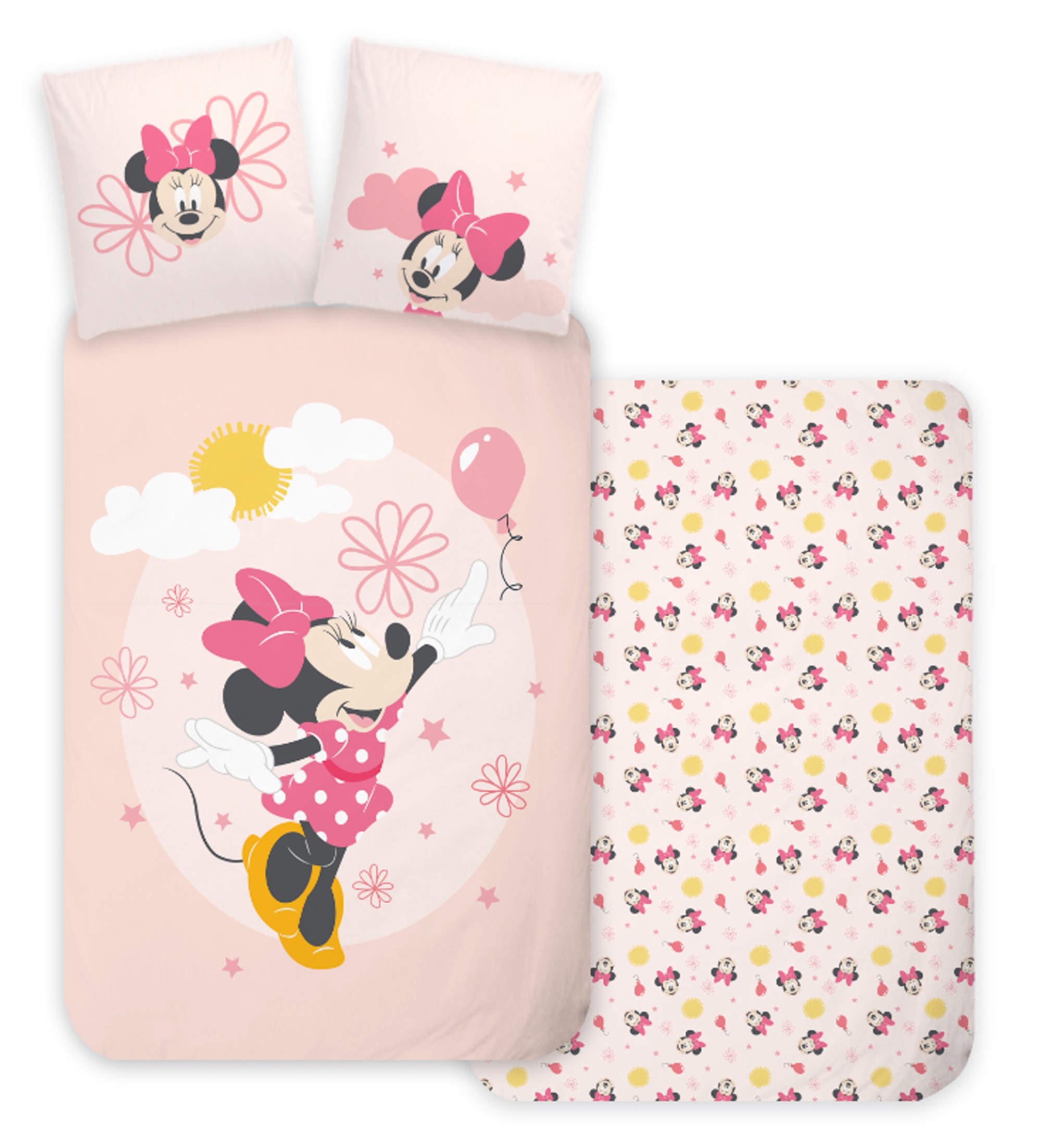 Minnie Mouse sengetøj - 100% bomuld - Junior sengetøj 100x140 cm - Balloner
