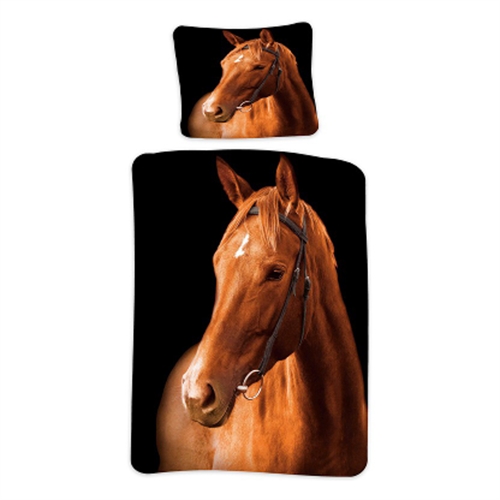 Heste sengetøj 140x200 cm - Stort og flot heste motiv - Vendbar dynebetræk - 100% bomulds sengesæt