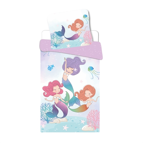 Havfrue sengetøj - 100% blødt bomuld - 140x200 cm - Vendbart sengesæt