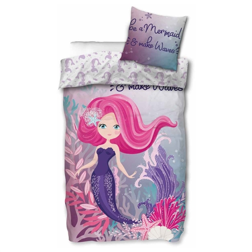 Junior havfrue sengetøj 100x140 cm - Be a mermaid - 2 i 1 design - 100% bomuld havfrue sengesæt