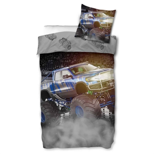 Junior sengetøj - 100x140 cm - Monstertruck sengetøj - 100% bomuld - Børnesengetøj