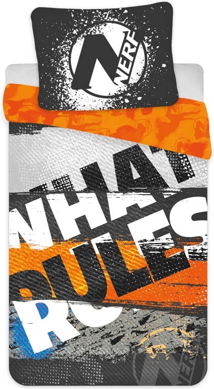 Nerf sengetøj 140x200 cm - What rules - Dynebetræk med 2 design - 100% bomulds sengelinned