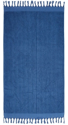 Strandhåndklæde - Marc o Polo - 100x180 cm - Blå og sort - 100% Bomuld - Luksus badelagen 