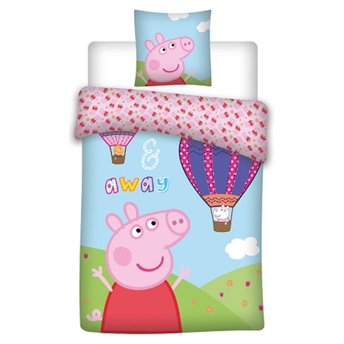 Gurli Gris sengetøj 140x200 cm - Up up away - Dynebetræk med 2 design - 100% bomulds sengetøj