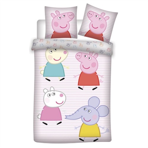 Gurli Gris sengetøj 140x200 cm - Gurli, Karina, Frida og Emilie sengesæt - Vendbar sengelinned i 100% bomuld