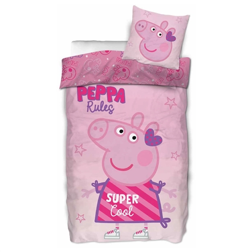 Junior sengetøj - 100x140 cm - Gurli Gris sengetøj - Super cool - 2 i 1 design - 100% bomulds sengesæt