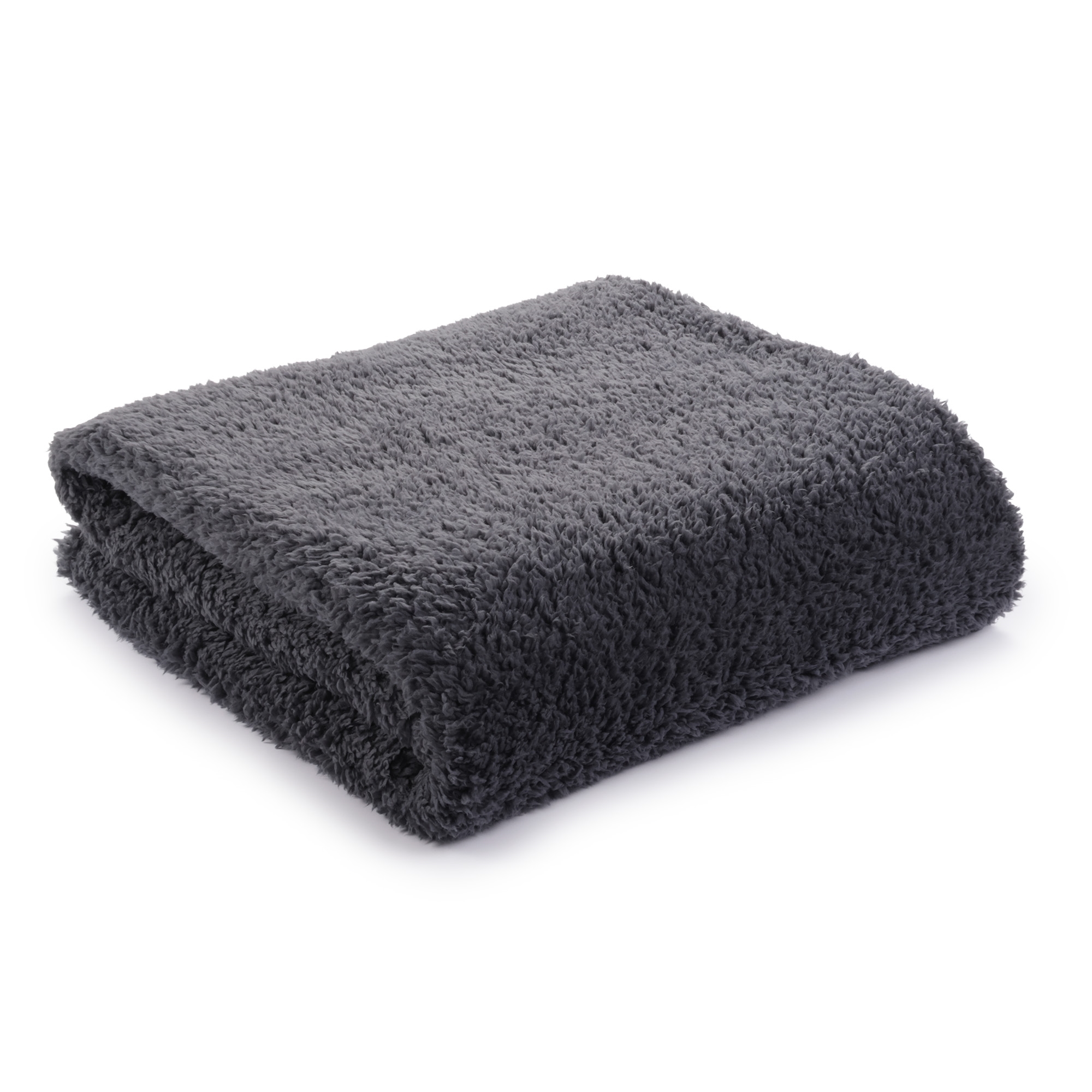 Teddy fleece tæppe - 130x180 cm - Antracitgrå