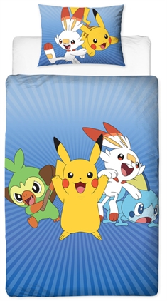 Pokemon sengetøj - 140x200 cm - Pokemon sengesæt - Catch 'em all - Vendbar dynebetræk - 100% bomuld