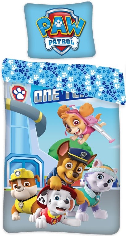 Paw Patrol sengetøj junior 100x140 cm - Glow in the dark Paw Patrol sengetøj - 2 i 1 design - 100% bomuld