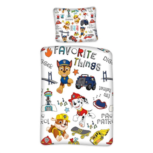 Sengetøj 150x210 cm - Paw Patrol sengetøj - Favorite things - 2 i 1 design - Sengesæt i 100% bomuld
