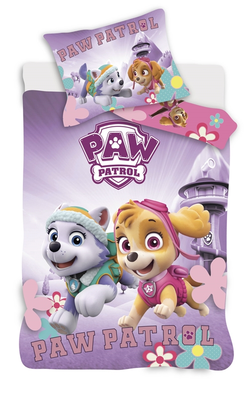 Junior sengesæt 100x140 cm - Vendbart sengetøj med Skye og Everest på farten - Paw Patrol sengetøj - 100% bomulds sengelinned