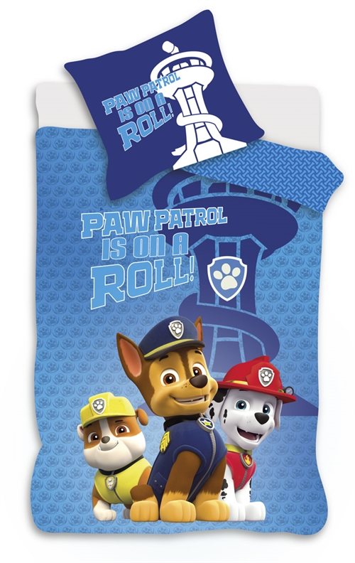 Paw Patrol junior sengetøj 100x140 cm - Paw Patrol Is on a roll - Vendbart design - 100% bomuld  