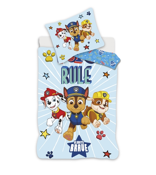 Paw Patrol junior sengetøj 100x140 cm - Always brave - Vendbart design - 100% bomuld  