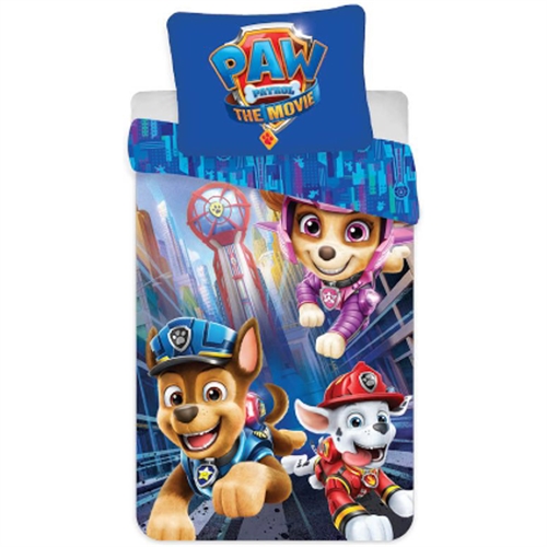  Paw Patrol junior sengetøj 100x140 cm - Paw Patrol sengesæt junior - The Movie - 2 i 1 - 100% bomuld