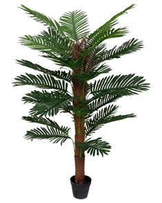 Tropisk palme - 140 cm høj - Kunstig palme  mosstok i sort potte - 